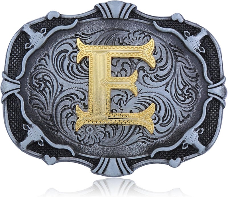 Btilasif Store Kids Western Cowboy Texas Rodeo Belt Buckle for Boys Girls, Initial Letters A to Z Belt Buckles for Men - Image 1